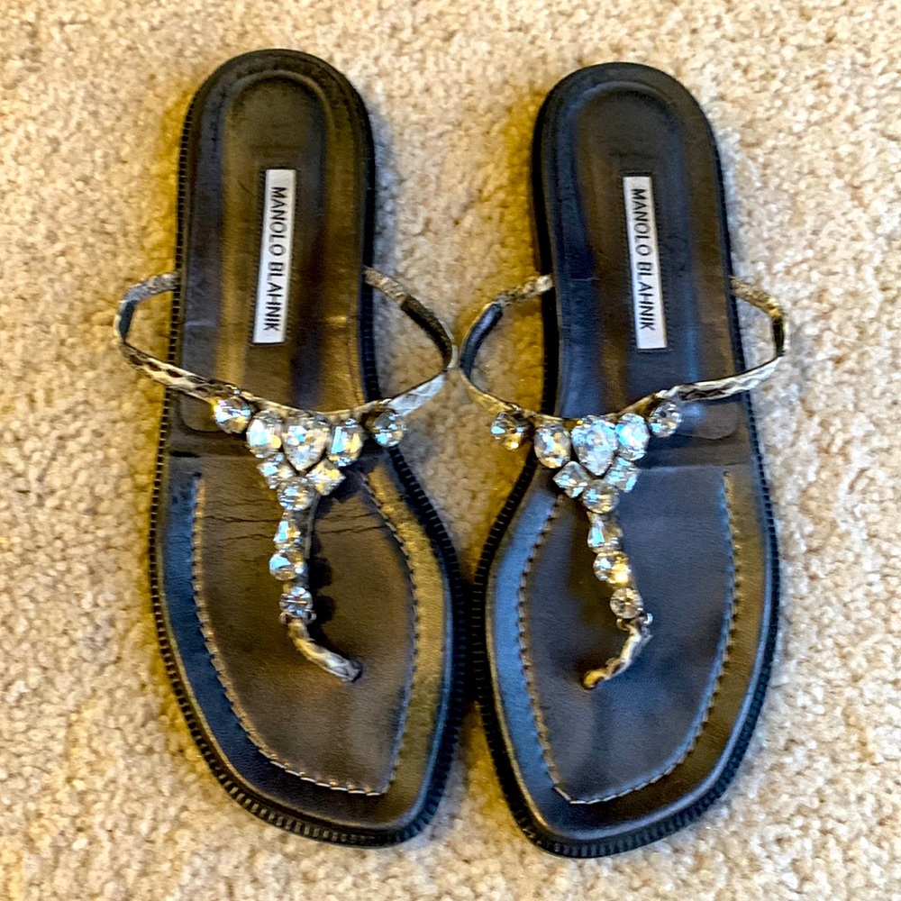 Manolo Blahnik 38.5 Rhinestone flip flop